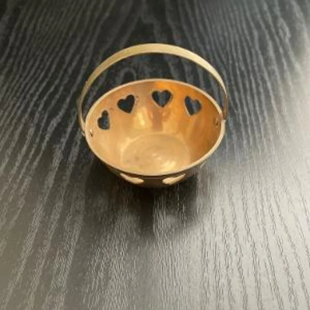 Tiny Brass Basket With Hearts